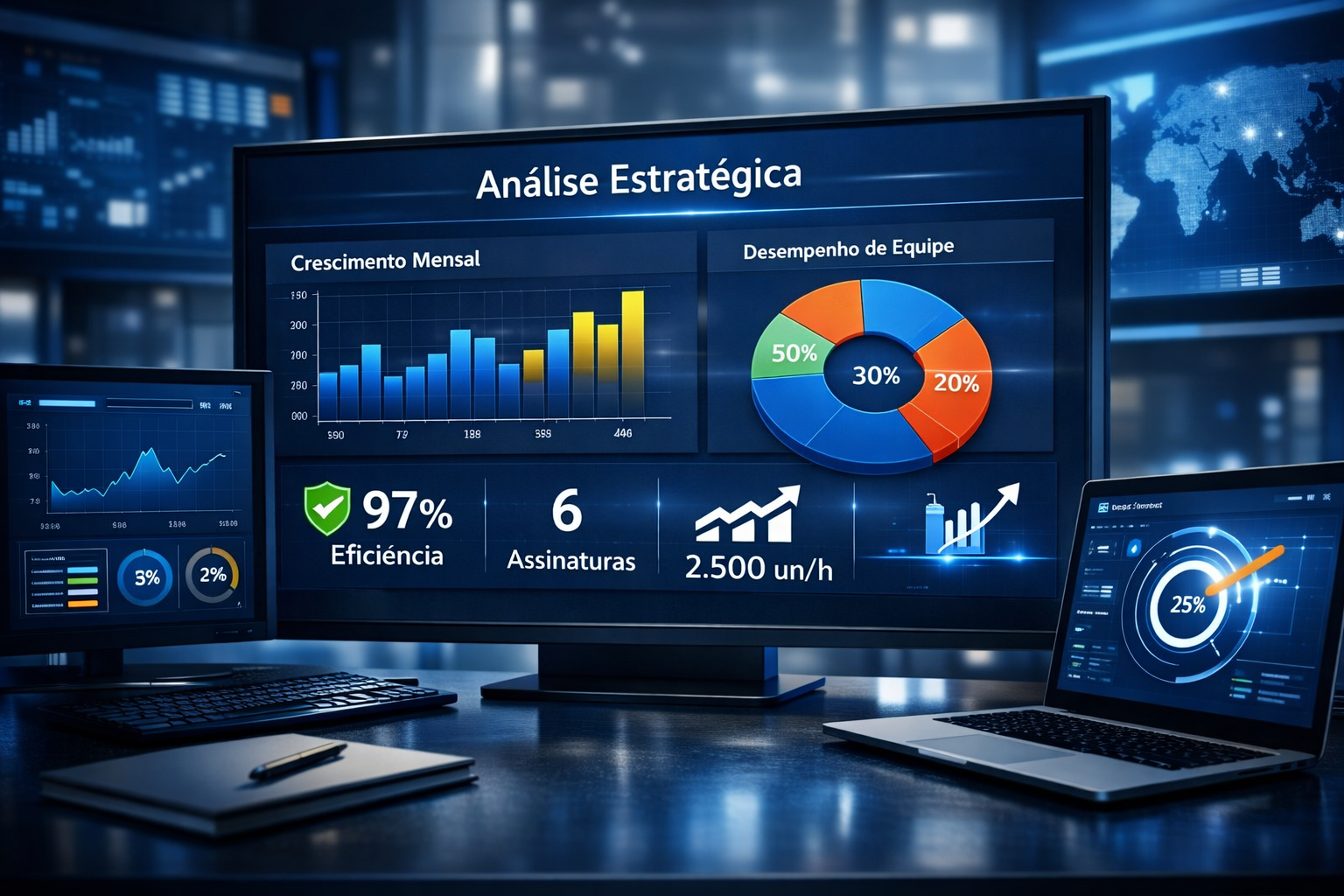 Painel de análise de produtividade do BRISIQ VISION